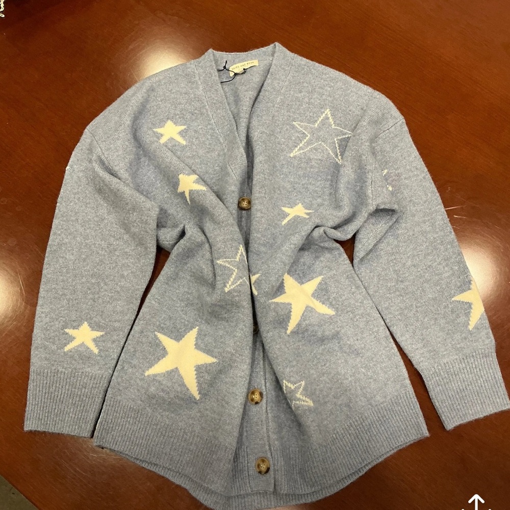 Blue Star Patterned Women's Cardigan